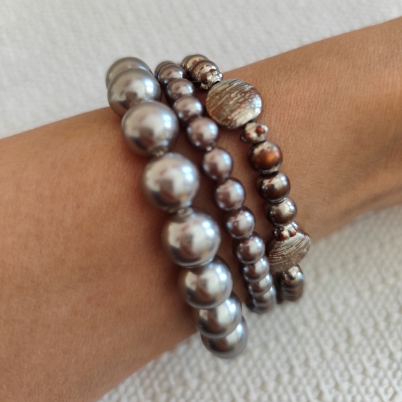 Set of 3 bracelets in Silver/Bronze tone - Picture 6 of 6